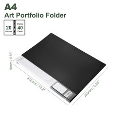 20-Pocket Binder with PP Plastic Sleeves A4(Black), 40 Pages, 310x235x16mm