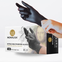 MONALISA™ Nitrile Gloves Black Industrial Powder Free 5mil 100 PCS M/L/XL