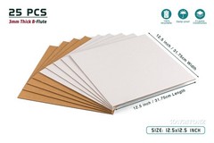 25 PCS 1/8 Inch Thick 12.5×12.5 Inch Corrugated Cardboard Sheets 12Inch LP