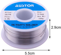 AUSTOR 60-40 Tin Lead Rosin Core Solder Wire for Electrical Soldering (0.6Mm, 10