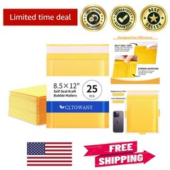 25 Self-Sealing Kraft Bubble Mailers 8.5×12 – Sturdy & Reliable for Shipping