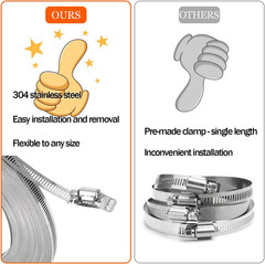 DIY Hose Clamp Kit 12ft Stainless Steel Strap with Fasteners Adjustable Pipe Ban