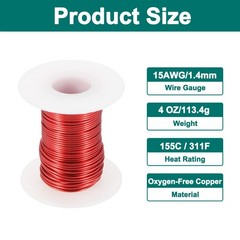 15 AWG Magnet Wire 15 Gauge 4 oz Enameled Copper Wire 155C(311F) Red White