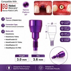 US Nobel Active Nobel Parallel CC Healing Abutment Compatible Conical Connection