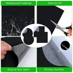 4 Pcs 8 x 8 Inches Pond Liner Repair Patch Kit EPDM Butyl Rubber balck