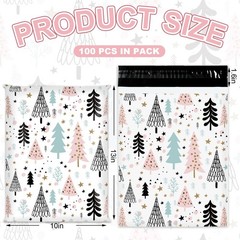 100Pcs Christmas Poly Mailer 10 x 13 Inch Pastel Xmas Tree Packaging Bags Sel…
