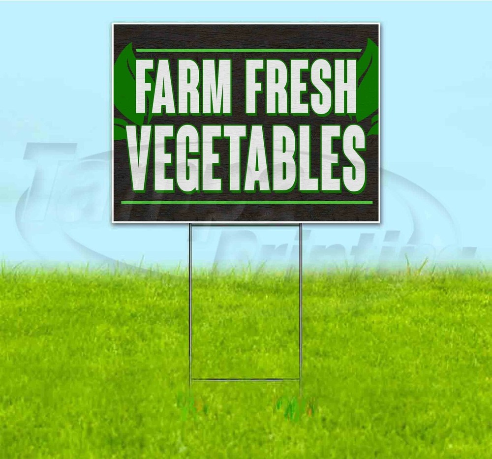 FARM FRESH VEGETABLES 18×24 Yard Sign WITH STAKE Corrugated Bandit USA PRODUCE