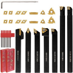 21 PCS Kit,Indexable Lathe Turning Tool,1/2″ 12Mm Shank,7Pcs Metal Lathe Cutting