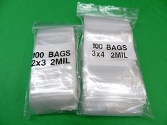 200 Bags 2mil White Block 2 sizes 2×3 & 3×4 Small Size Baggies Reclosable 2 Mil