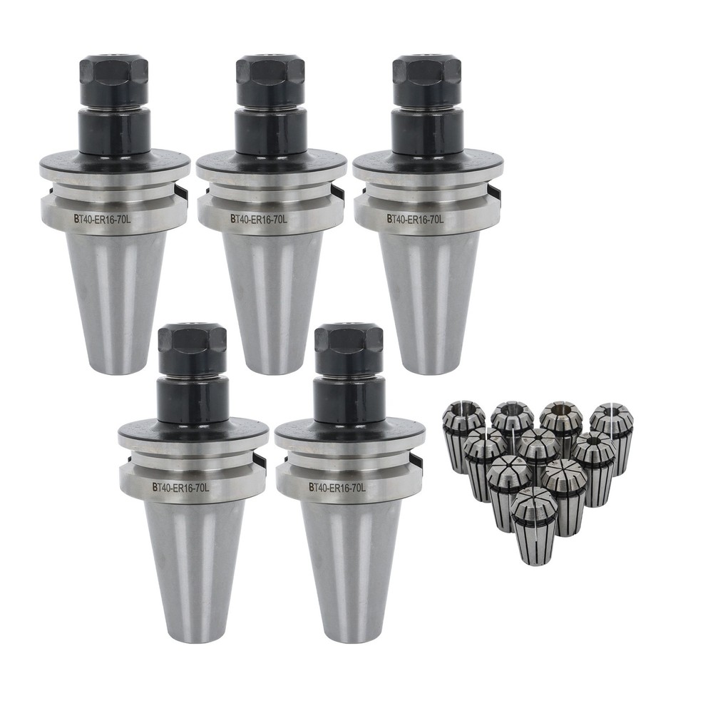 5PC BT40 ER16 PRECISION COLLET CHUCK 20000 RPM AND 10PC ER16 COLLETS NEW