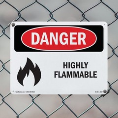 Highly Flammable OSHA Danger Sign Metal, Plastic, Or Decal – 5 or 10 Pack