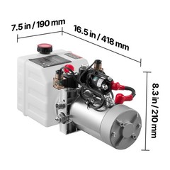 Uimoso 4 Quart Double Acting Hydraulic Pump Dump Trailer Pack DC 12V Power Unit