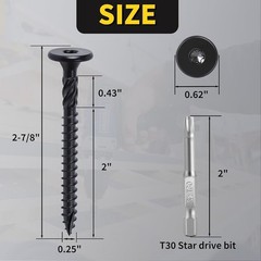 #14 x 2-7/8 Inch Exterior Deck Screws 55pcs, Heavy Duty Structural Wood Screws,