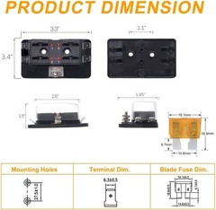 Heavy Duty 4-Way Fuse Block Holder with LED Indicator & 12 Blade Fuses Included
