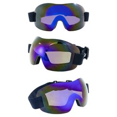 Birdz Eyewear Starling Skydiving Padded Motorcycle Goggles Blue Mirror Lens
