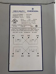 EMERSON HEVI-DUTY TRANSFORMER HS1F750B. 240/480V,1PH, .75KVA.