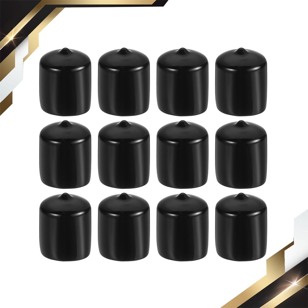 12 Pack 7/8″ ID Round Rubber End Caps Flexible Rubber Bolt Covers Caps Black