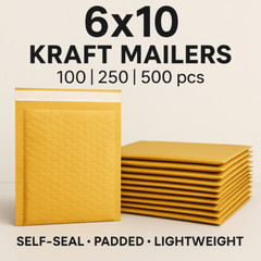 #0 6×10 Kraft Bubble Mailers – Self-Seal Padded Envelopes | 100/250/500 Packs