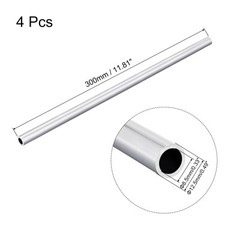 12.5mm OD 8.5mm Inner Dia 300mm Length 6063 Aluminum Round Tube 4Pcs