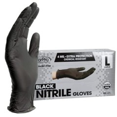 Large Pack Of 100 Black Nitrile Gloves Disposable Food Safe Powder Free