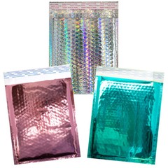 8.5×12 Holographic, Pink, Teal METALLIC BUBBLE MAILERS, Color Padded Envelopes!