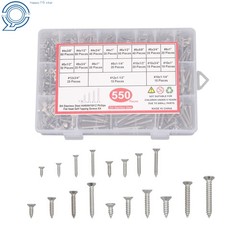 Phillips Flat Head Sheet Metal Screws, 550Piece 304 Stainless Steel Assortment