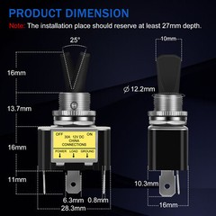 2x Blue LED Light 3Pin Rocker Toggle ON/Off Switch 30A 12V for Car Boat Marine