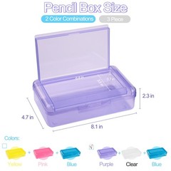 Meiikun Pencil Box, Large Capacity 3 Pack, 3 Pack Blue,Clear,Purple
