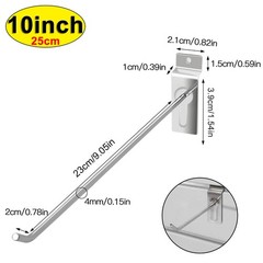 100 PCS 10 Inch Silver Slatwall Hooks Slat Wall Gridwall Panel Slat Wall Hooks