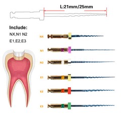 6pcs Dental NiTi Super Files Rotary Tip Endodontic Endo Motor Root Canal 21/25MM