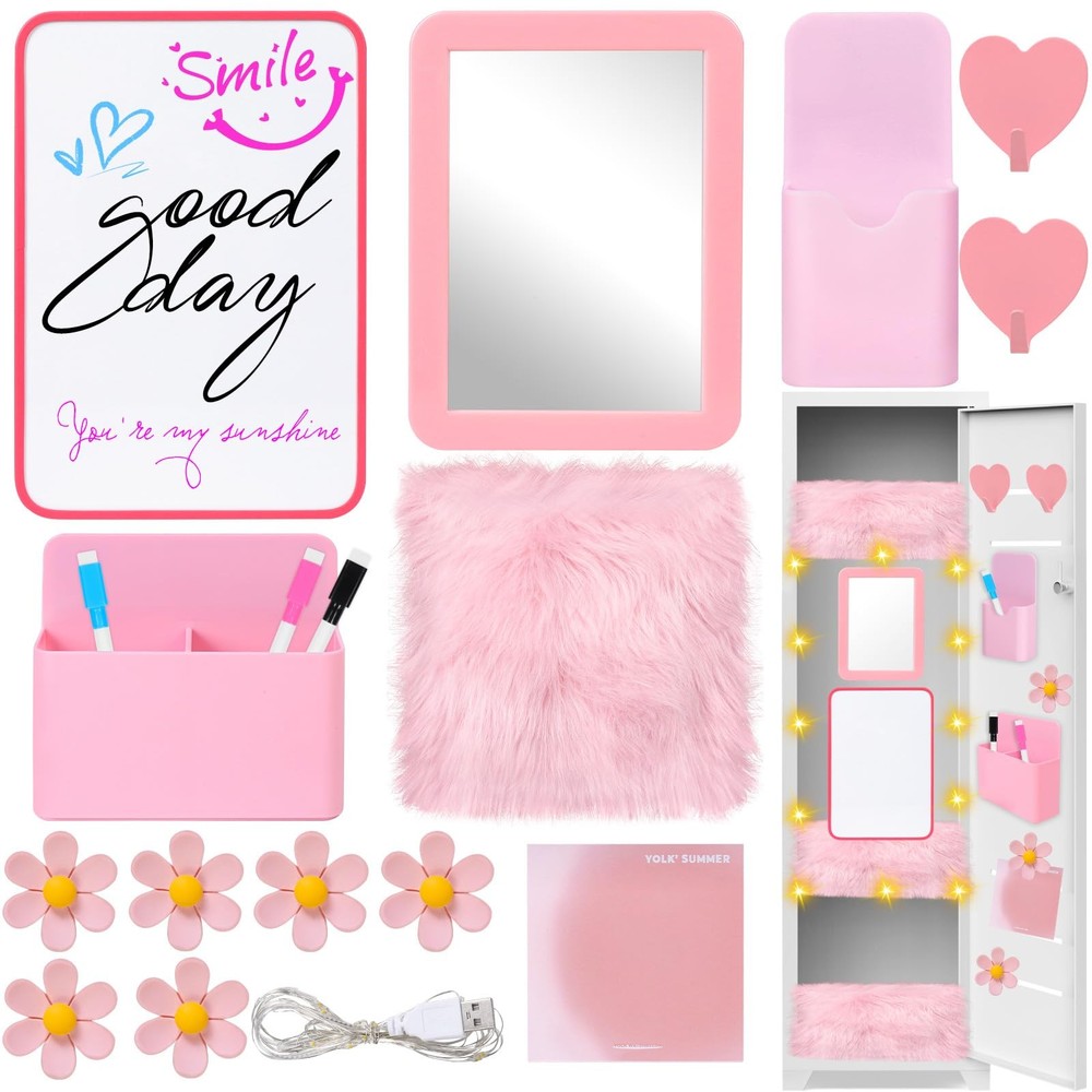 18 PCS Pink Locker Accessories Kit Back To School Decorations Supplies Girls