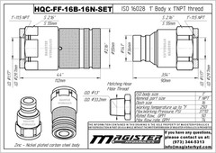 1″ Flat Face Hydraulic Quick Couplers Set – 1″ NPT Thread