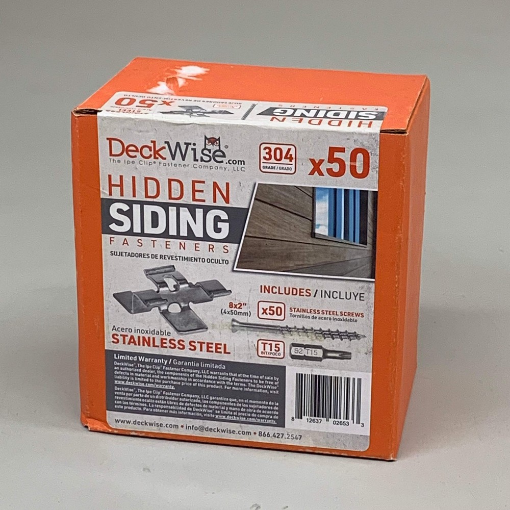 DECK WISE (50 PACK) Hidden Siding Fasteners for Hardwoods SS 8×2″ T15 DWHSF-50