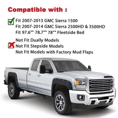 4pcs Fender Flares 07-13 GMC Sierra 1500 Smooth Black Pocket Rivet Paintable