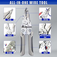 Multi-Function Wire Stripper Tool Electrical,9-In-1 Wire Cutter&Wire Crimping To