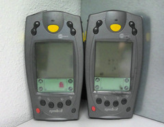 Pair of Symbol SPT1800 Palm Barcode Scanners – Model TRG80400 – Palm OS
