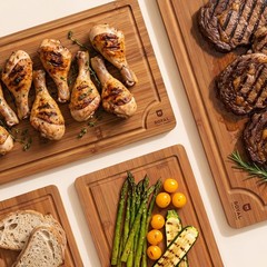 ROYAL CRAFT WOOD Bamboo Cutting Board Set Carbonized Brown 4 Pcs
