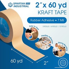 6 Rolls (2 inch x 55 Yard) Heavy Duty Kraft Paper Packing Tape – Brow…