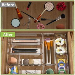 12 Piece Clear Drawer Organizer Set, 3 Sizes Bathroom Vanity Organizer Trays …