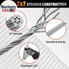 Stainless Steel Cable for Railing – 500FT 1/8″ T316 Wire Rope Cable for Deck Rai