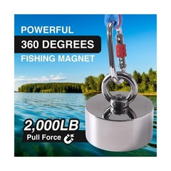 2000lb Strong 360 Degree Fishing Magnet for Magnetic Fishing, Strong Heavy Du…