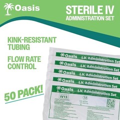 IV Administration Sets, Sterile, Includes Injection Site, 15 Drip/mL, 50/box