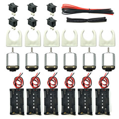 6 Set Small DC Motor Mini Electric Hobby Motors 1.5V-3V 24000RPM with 2X1.5V AA