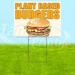 PLANT BASED BURGERS 18×24 Yard Sign Plastic Corrugated WITH STAKE USA YS07975