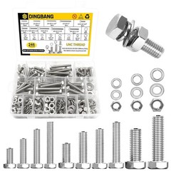 246Pcs Stainless Steel Hex Bolts & Nuts Assortment Kit, Washers for Home & Auto