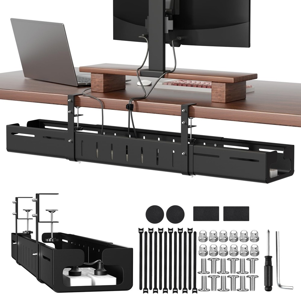 Sureup9 Under Desk Cable Management Tray Expandable 25.238.6 Heavy Duty Carbon