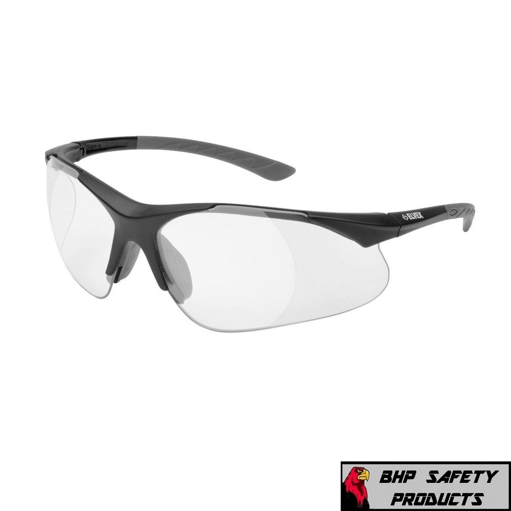ELVEX RX-500C FULL MAGNIFIER READER SAFETY GLASSES CLEAR LENS 0.5-2.5 STRENGTH