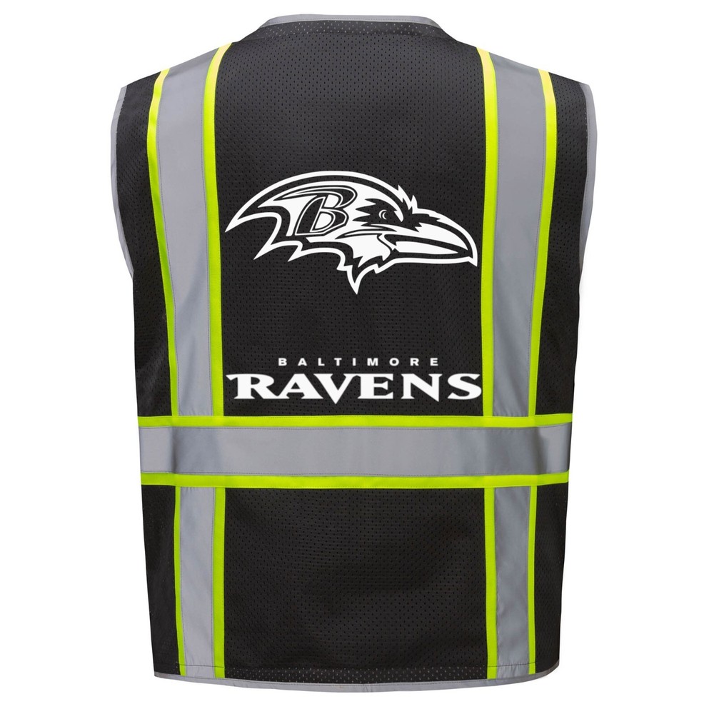 🏈🦺BALTIMORE RAVENS SAFETY PPE WORK VEST W/REFLECTIVE STRIP L/XL/2X-4XL BLACK