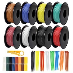 24 AWG Stranded Wire Spool, 32.8ft Each in 8 Colors – Silicone Electrical Tin…