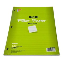 5 Packs Loose Leaf Filler Paper 3 Hole Punch 8 x 10.5 Wide Rule 120 Sheets/Pack